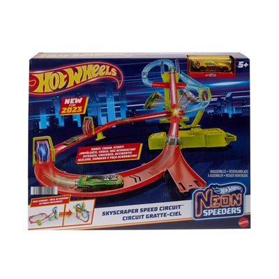 10548158_1 Hot Wheels Playset Track Neon Speeder Skyscraper Speed Circuit
