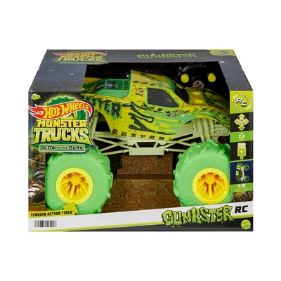 Hot Wheels Monster Trucks Gunkster Glow In The Dark Remote Control 1:15 - Hijau